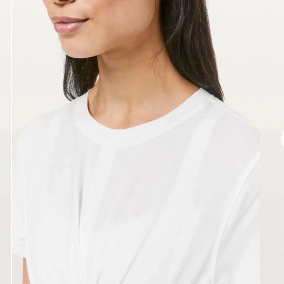 LULULEMON NWT Time to Restore Short Sleeve Cropped Crop Top White Wrap Tie 6 - Picture 5 of 10